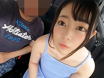 Diminutive & kawaii Osaka teenie gives a gargle-job & hand job while driving