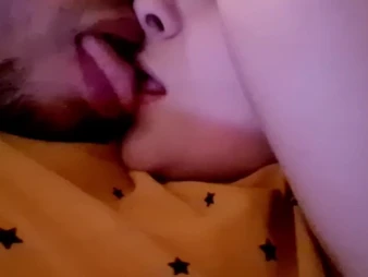 Carlahott waits eagerly be worthwhile for her step-dad to introduce & smooches him adjacent to her pj's