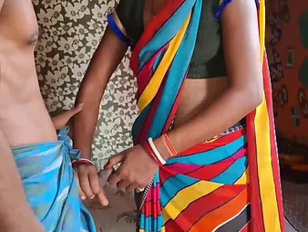 Desi Aunty & Desi Ashu in tight threads take turns getting pounded in hot orgy nearly stepbro & his join in matrimony in saree