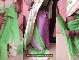 Indian MILF Wifey Renu No Boulder-holder gets a hot josh thither Petticoat Saree Taunt for Secret Paramour!